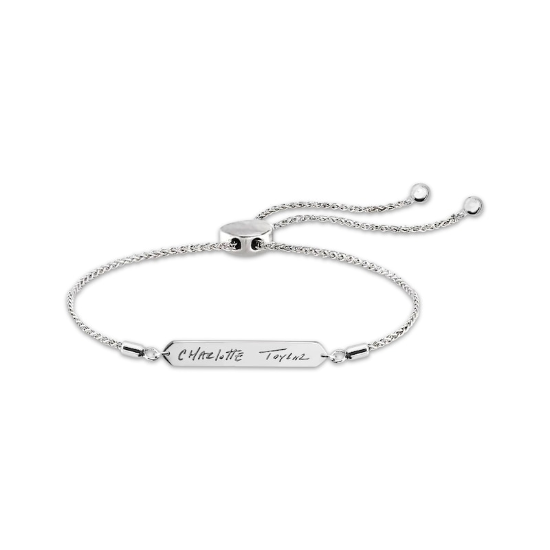 Main Image 1 of Your Own Handwriting Bar Bracelet Sterling Silver 9.5&quot;