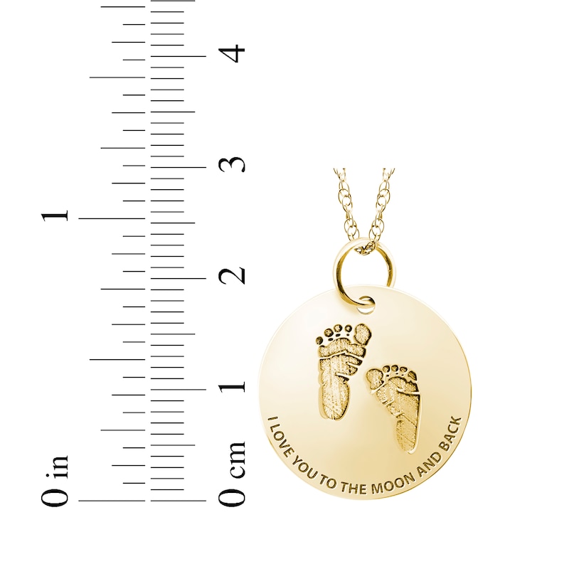 Main Image 4 of Personalized Footprint &quot;I Love You to the Moon and Back&quot; Disc Necklace 10K Yellow Gold 18&quot;