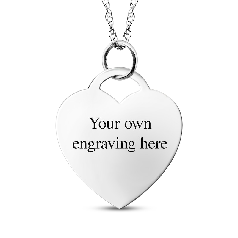 Main Image 2 of Flat Small Heart Photo Charm Necklace Sterling Silver 18&quot;
