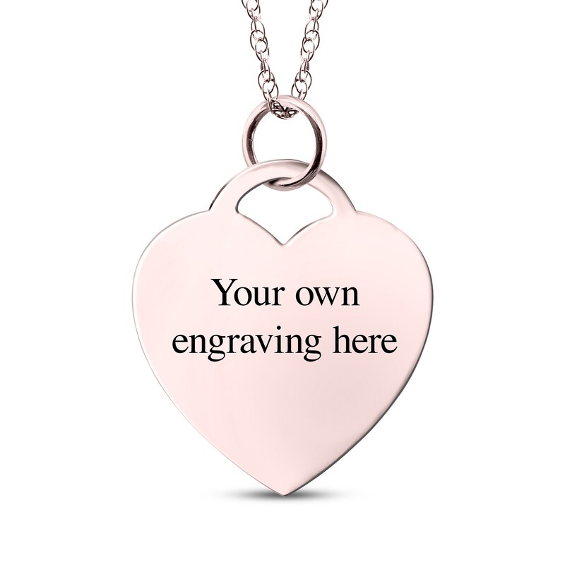 Main Image 2 of Flat Small Heart Photo Charm Necklace 10K Rose Gold 18"