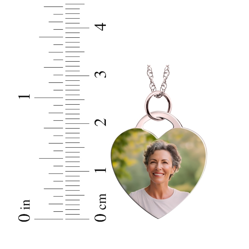 Main Image 4 of Flat Small Heart Photo Charm Necklace 10K Rose Gold 18"