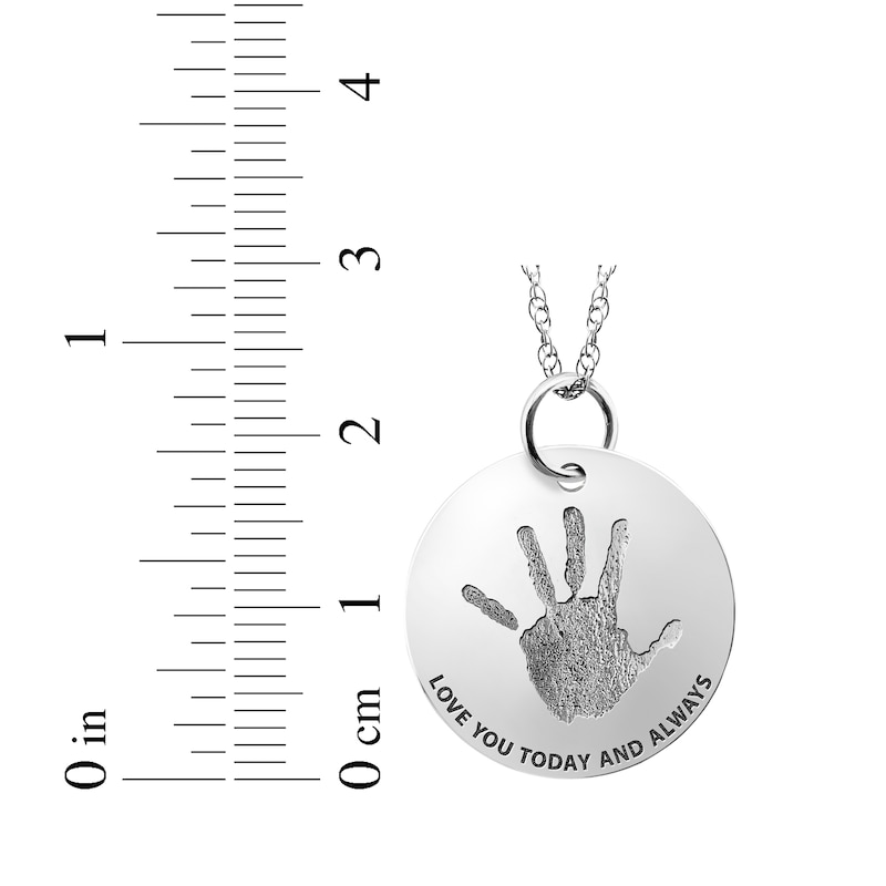 Your Own Handprint "Love You Today and Always" Engravable Disc Necklace Sterling Silver 18"