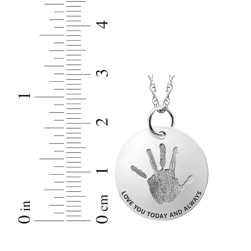 Main Image 4 of Your Own Handprint &quot;Love You Today and Always&quot; Engravable Disc Necklace Sterling Silver 18&quot;