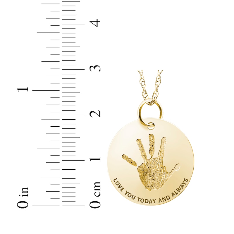 Main Image 4 of Your Own Handprint "Love You Today and Always" Engravable Disc Necklace 10K Yellow Gold 18"