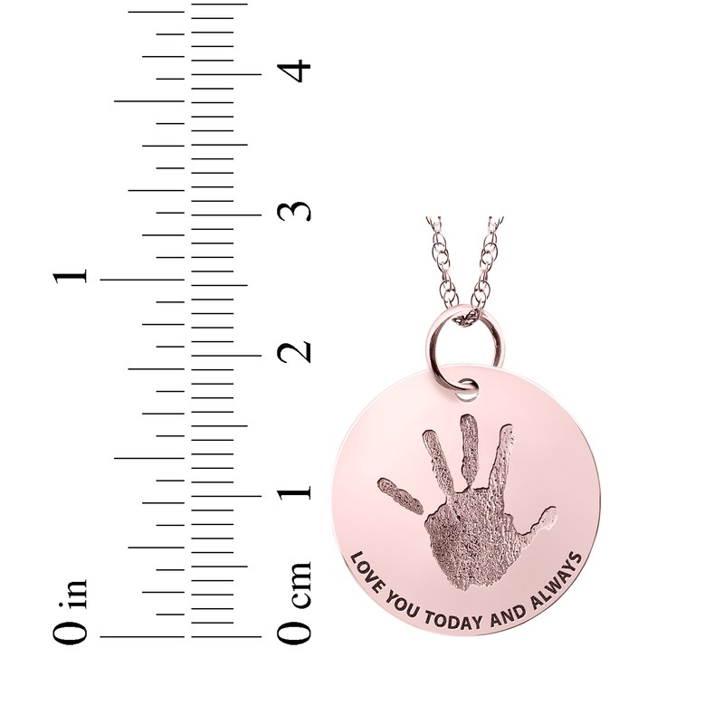 Main Image 4 of Your Own Handprint &quot;Love You Today and Always&quot; Engravable Disc Necklace 10K Rose Gold 18&quot;