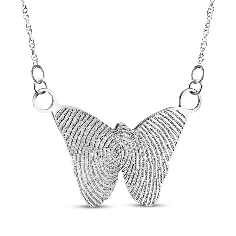 Main Image 1 of Your Own Fingerprint Butterfly Necklace Sterling Silver 18&quot;