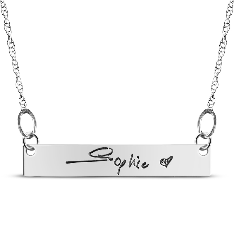 Main Image 1 of Your Own Handwriting Bar Necklace Sterling Silver 18&quot;