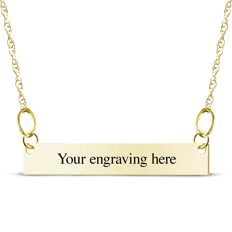 Main Image 2 of Your Own Handwriting Bar Necklace 10K Yellow Gold 18&quot;