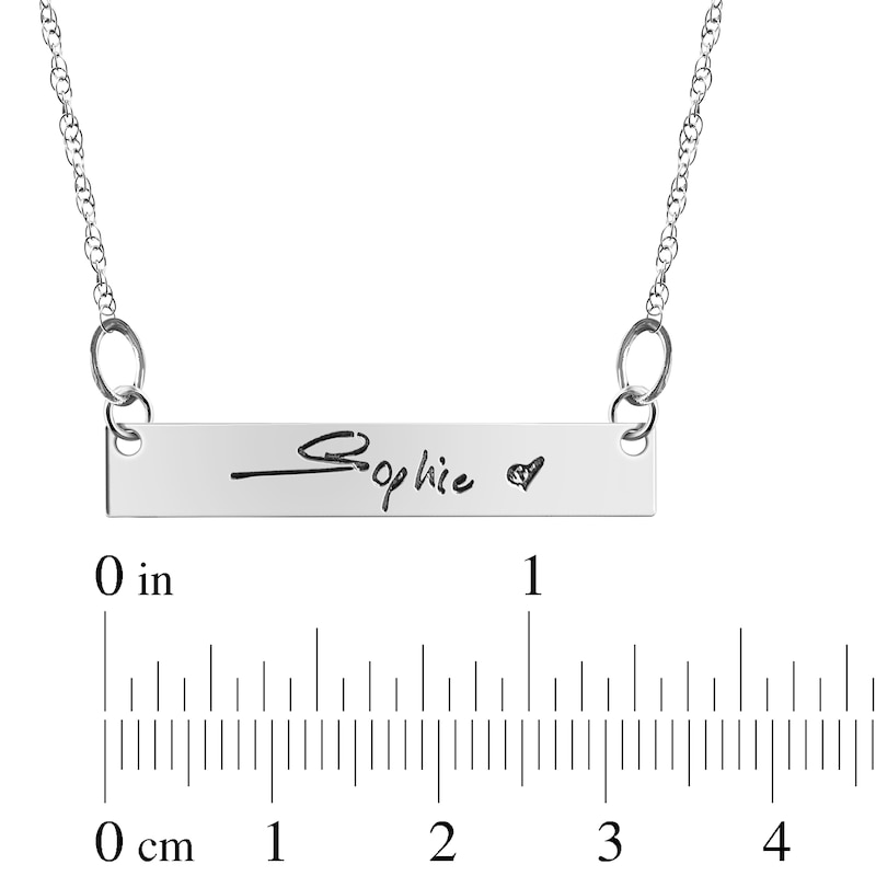 Main Image 4 of Your Own Handwriting Bar Necklace 10K White Gold 18&quot;
