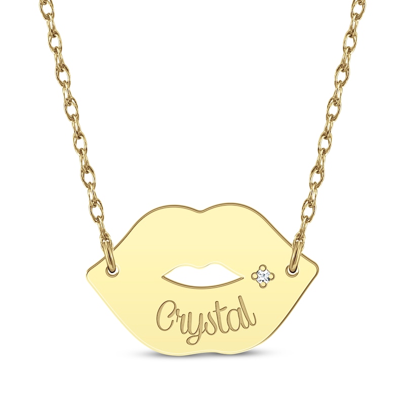 Main Image 1 of Diamond Accent Name Lips Necklace 10K Yellow Gold 18&quot;