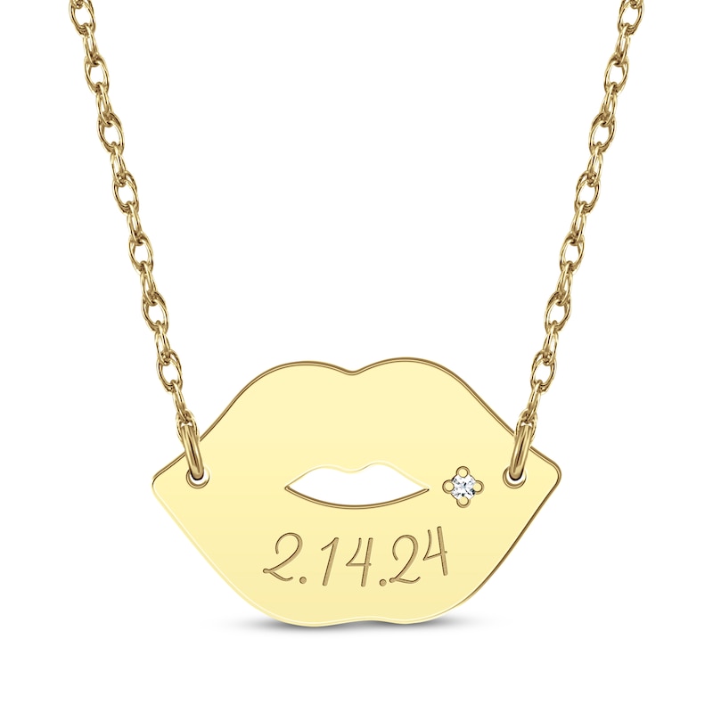 Main Image 2 of Diamond Accent Name Lips Necklace 10K Yellow Gold 18&quot;