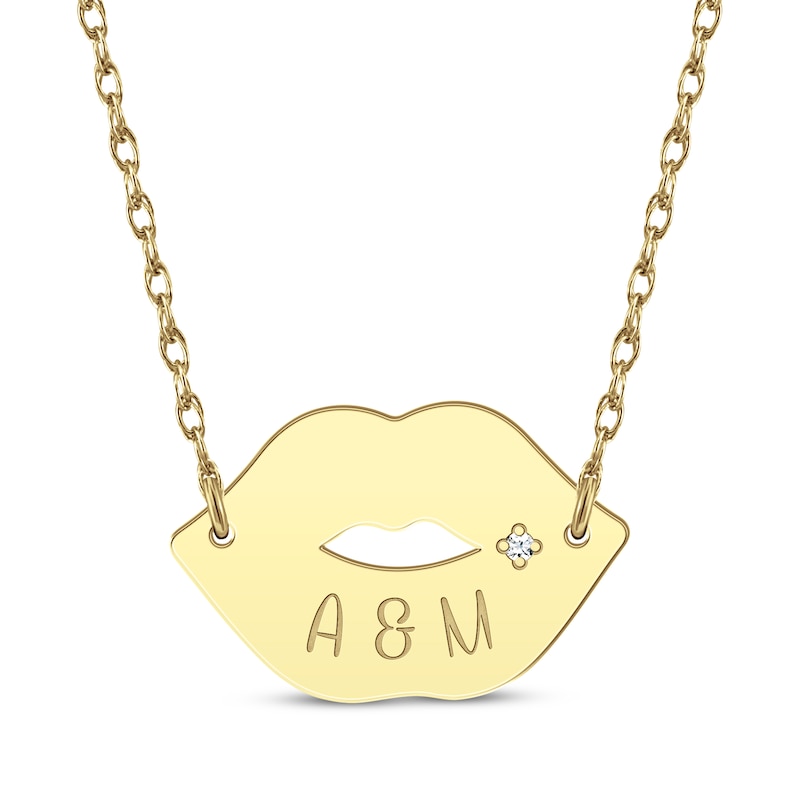 Main Image 3 of Diamond Accent Name Lips Necklace 10K Yellow Gold 18&quot;