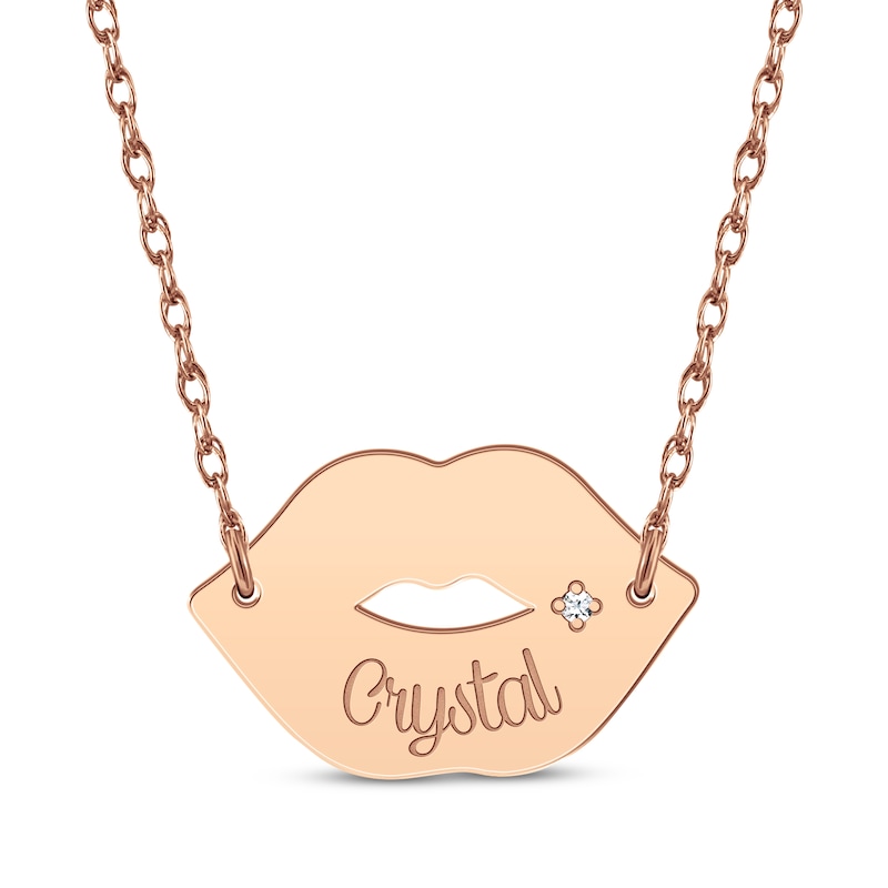 Main Image 1 of Diamond Accent Name Lips Necklace 14K Rose Gold 18&quot;