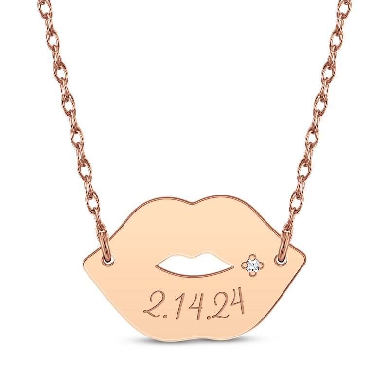 Main Image 2 of Diamond Accent Name Lips Necklace 14K Rose Gold 18&quot;
