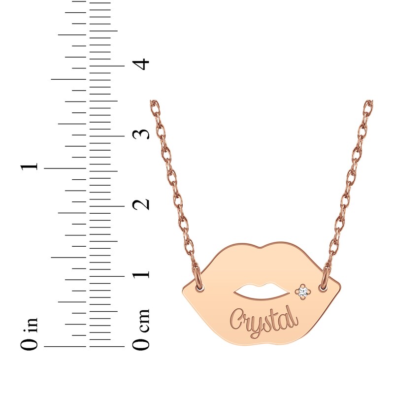Main Image 6 of Diamond Accent Name Lips Necklace 14K Rose Gold 18&quot;