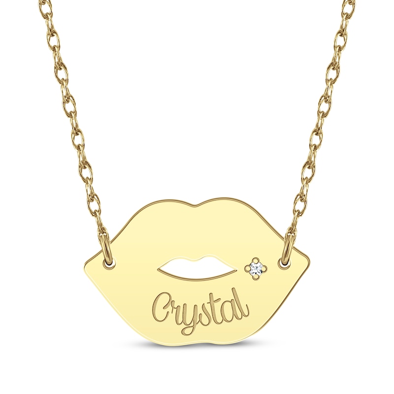 Main Image 1 of Diamond Accent Name Lips Necklace 14K Yellow Gold 18&quot;