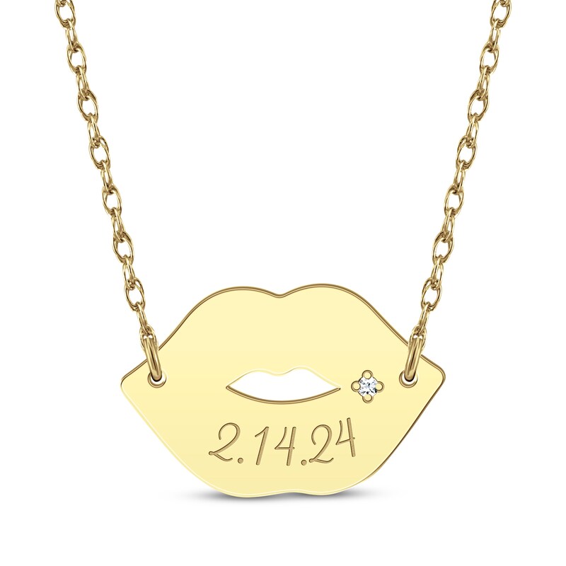 Main Image 2 of Diamond Accent Name Lips Necklace 14K Yellow Gold 18&quot;