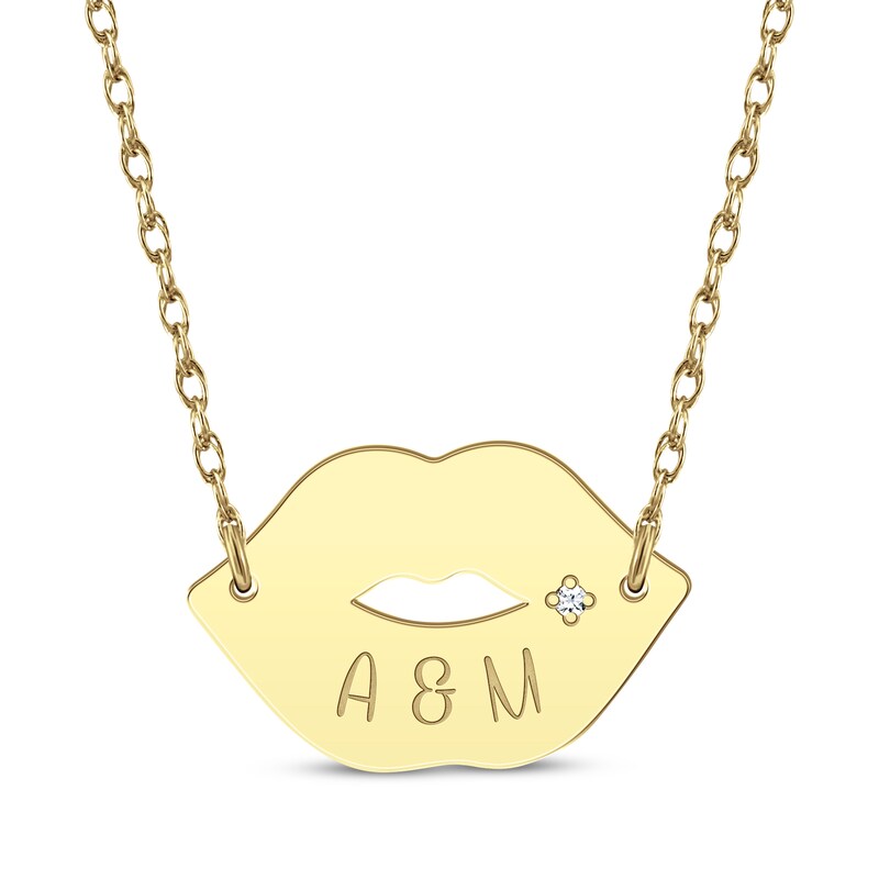 Main Image 3 of Diamond Accent Name Lips Necklace 14K Yellow Gold 18&quot;