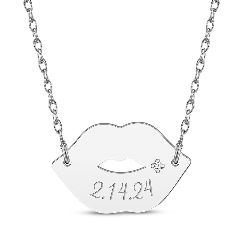 Main Image 2 of Diamond Accent Name Lips Necklace Sterling Silver 18&quot;