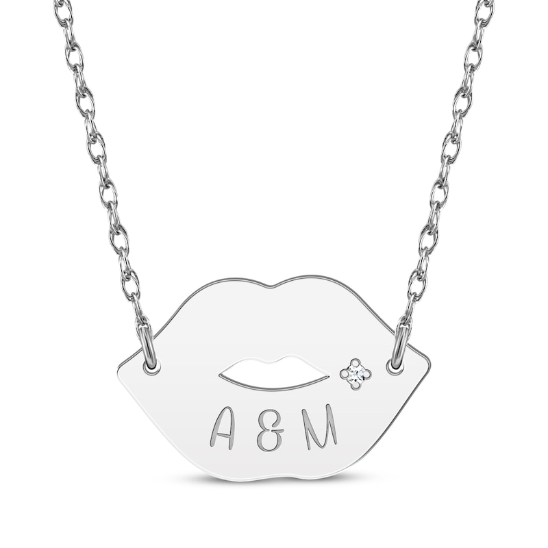 Main Image 3 of Diamond Accent Name Lips Necklace Sterling Silver 18&quot;