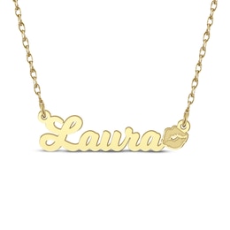 Nameplate Lips Necklace 10K Yellow Gold 18"