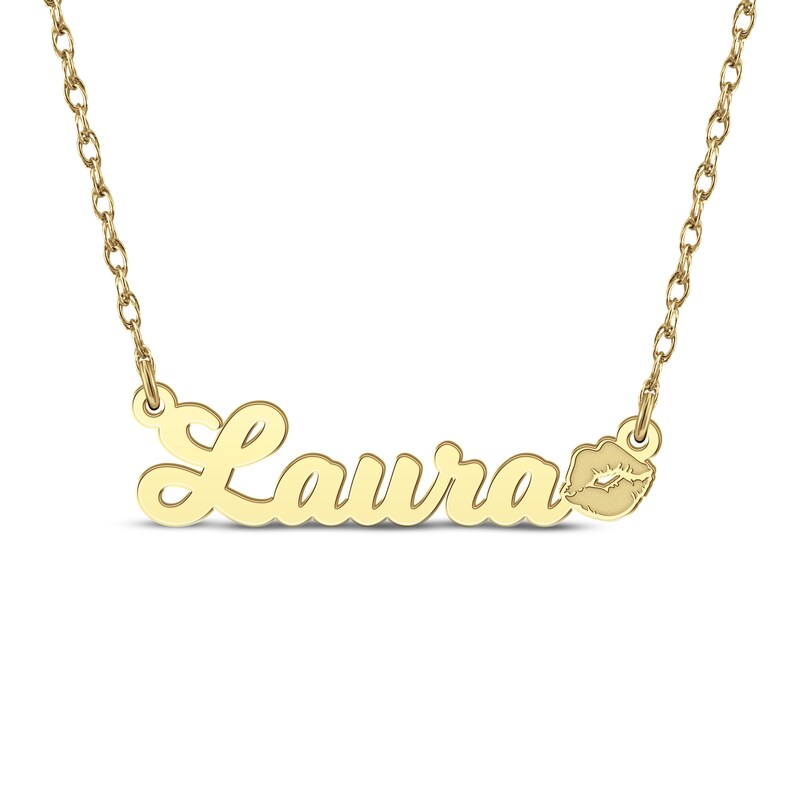 Main Image 1 of Nameplate Lips Necklace 10K Yellow Gold 18&quot;
