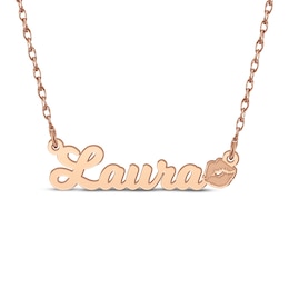 Nameplate Lips Necklace 14K Rose Gold 18"