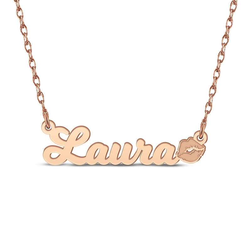 Main Image 1 of Nameplate Lips Necklace 14K Rose Gold 18&quot;