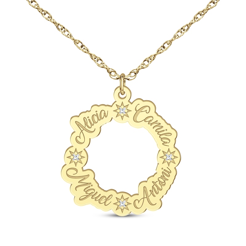 Main Image 1 of Family Name Loop Necklace with Diamond Accents 10K Yellow Gold 18&quot;