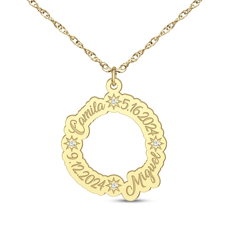 Main Image 2 of Family Name Loop Necklace with Diamond Accents 10K Yellow Gold 18&quot;