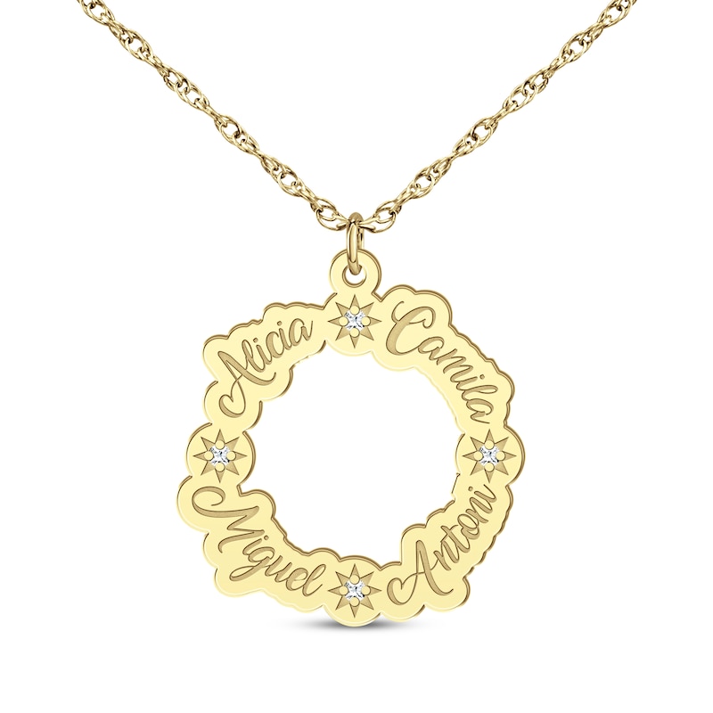 Main Image 1 of Family Name Loop Necklace with Diamond Accents 14K Yellow Gold 18&quot;