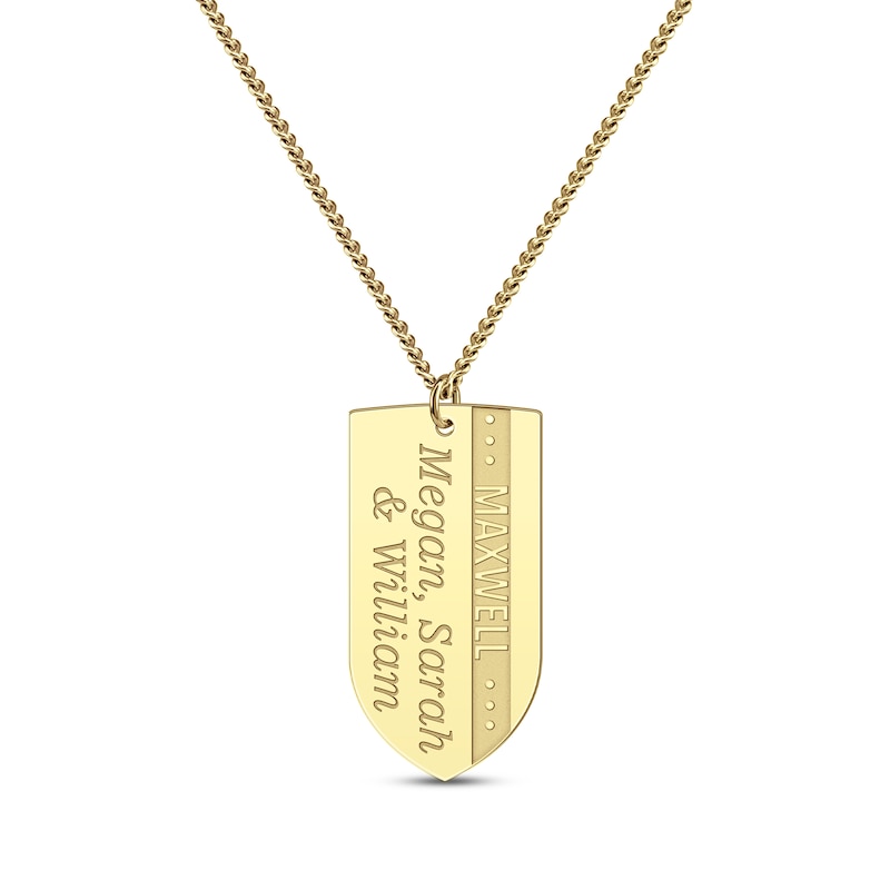 Gold Engraved Shield Necklace