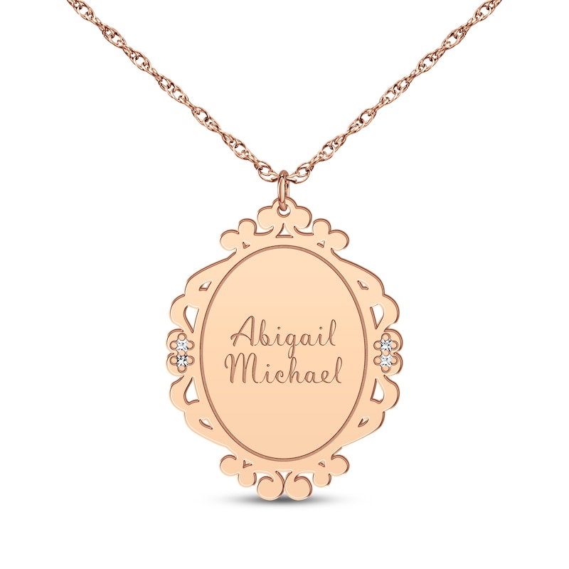 Main Image 2 of Scrollwork Name Necklace with Diamond Accents 14K Rose Gold 18&quot;
