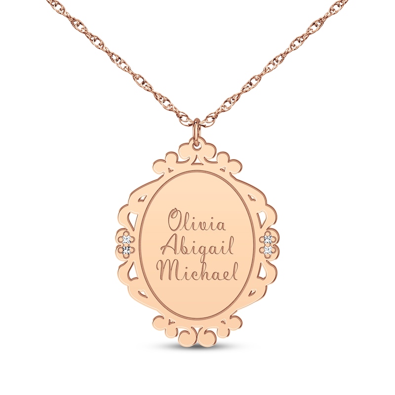 Main Image 3 of Scrollwork Name Necklace with Diamond Accents 14K Rose Gold 18&quot;