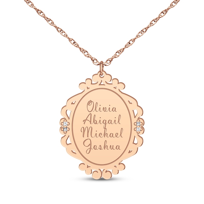 Main Image 4 of Scrollwork Name Necklace with Diamond Accents 14K Rose Gold 18&quot;