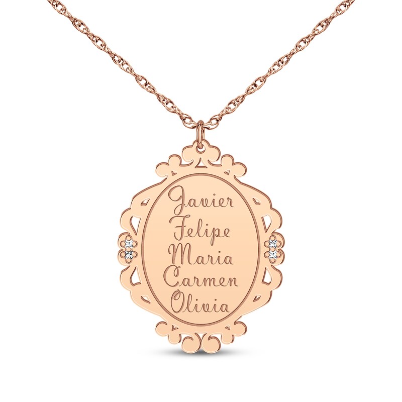 Main Image 5 of Scrollwork Name Necklace with Diamond Accents 14K Rose Gold 18&quot;