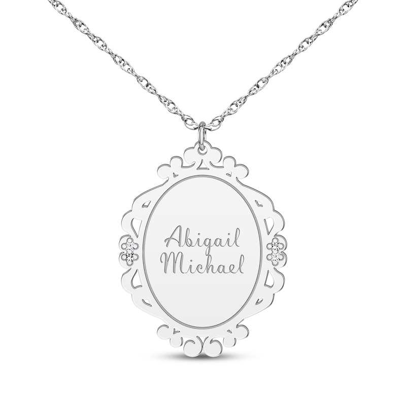 Main Image 2 of Scrollwork Name Necklace with Diamond Accents 14K White Gold 18"