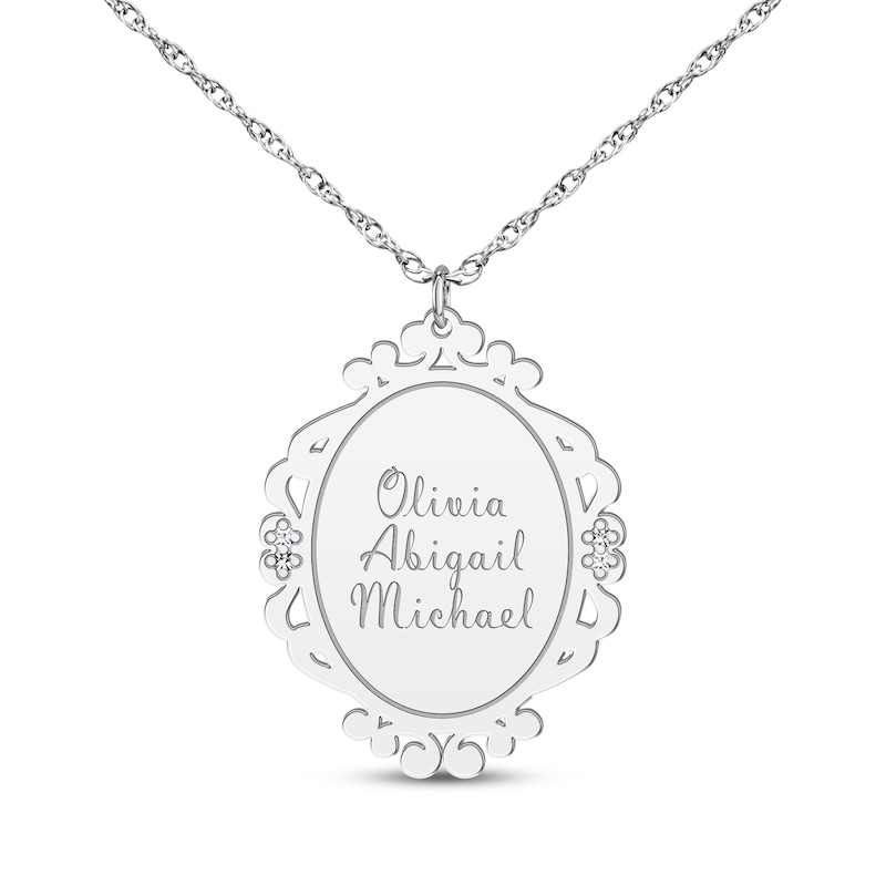Main Image 3 of Scrollwork Name Necklace with Diamond Accents 14K White Gold 18"