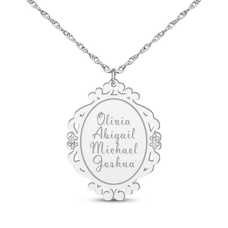 Main Image 4 of Scrollwork Name Necklace with Diamond Accents 14K White Gold 18"