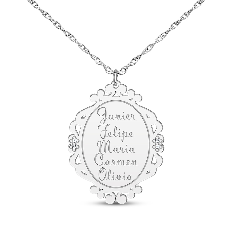 Main Image 5 of Scrollwork Name Necklace with Diamond Accents 14K White Gold 18"