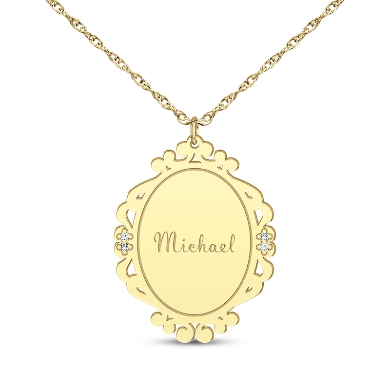 Main Image 1 of Scrollwork Name Necklace with Diamond Accents 14K Yellow Gold 18"