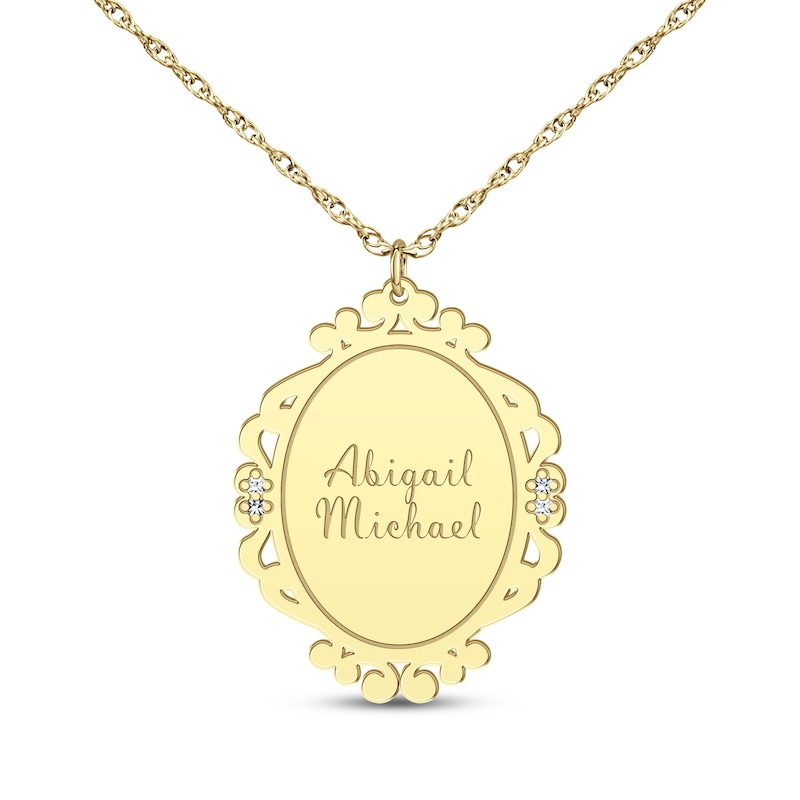 Main Image 2 of Scrollwork Name Necklace with Diamond Accents 14K Yellow Gold 18"