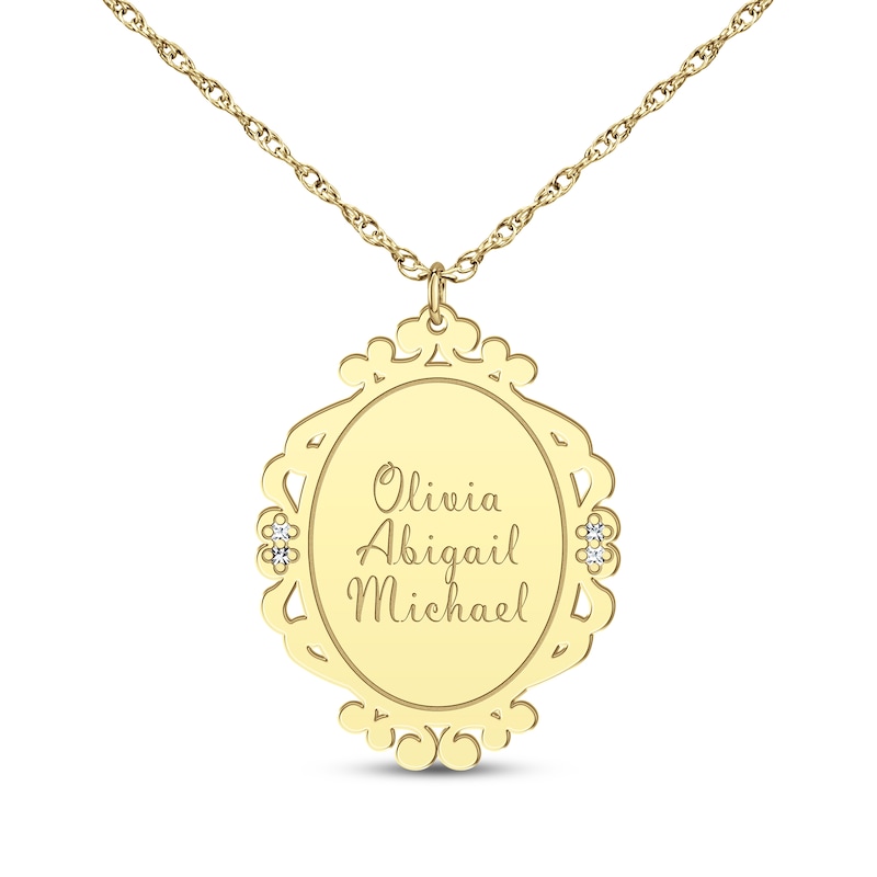 Main Image 3 of Scrollwork Name Necklace with Diamond Accents 14K Yellow Gold 18"