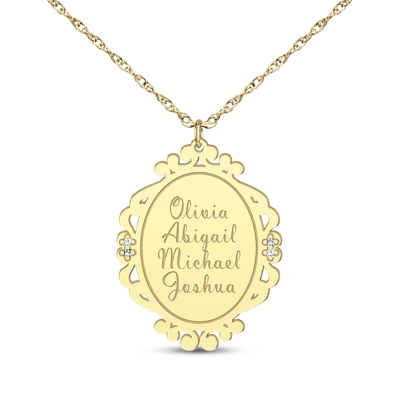 Main Image 4 of Scrollwork Name Necklace with Diamond Accents 14K Yellow Gold 18"