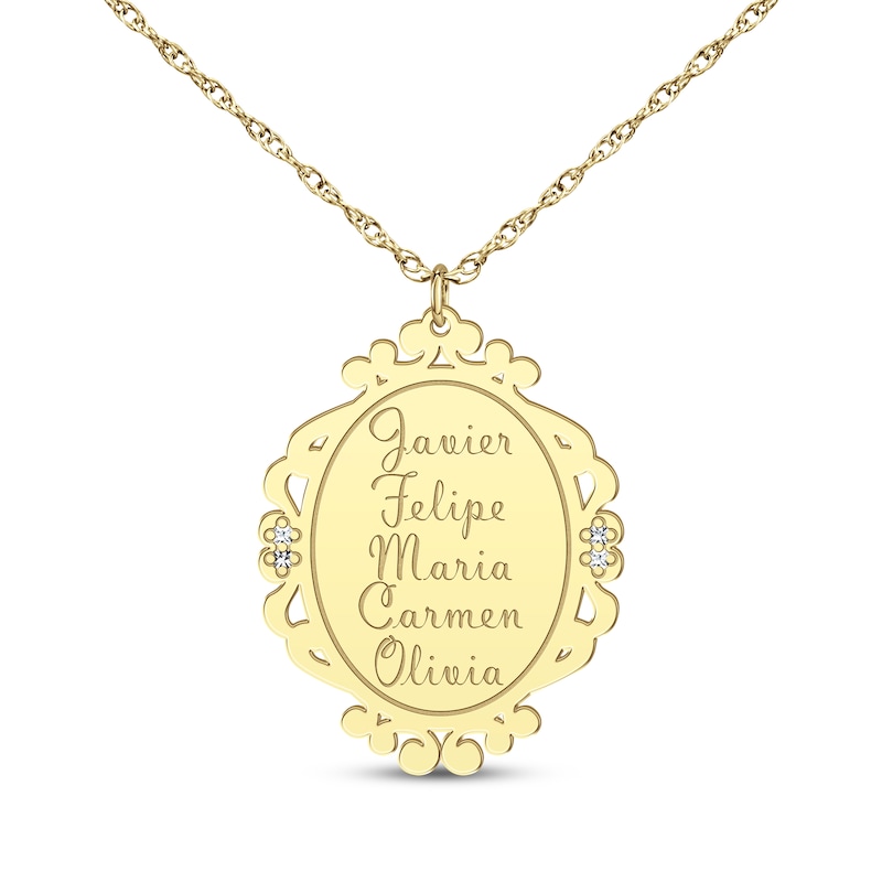 Main Image 5 of Scrollwork Name Necklace with Diamond Accents 14K Yellow Gold 18"