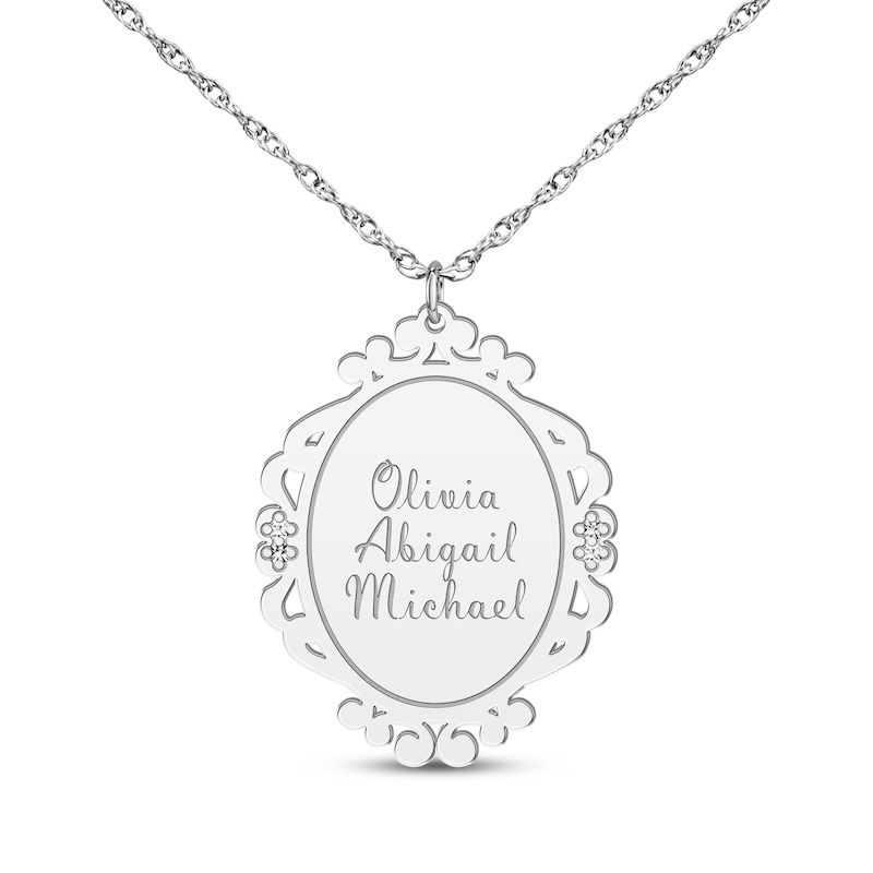 Main Image 3 of Scrollwork Name Necklace with Diamond Accents Sterling Silver 18"