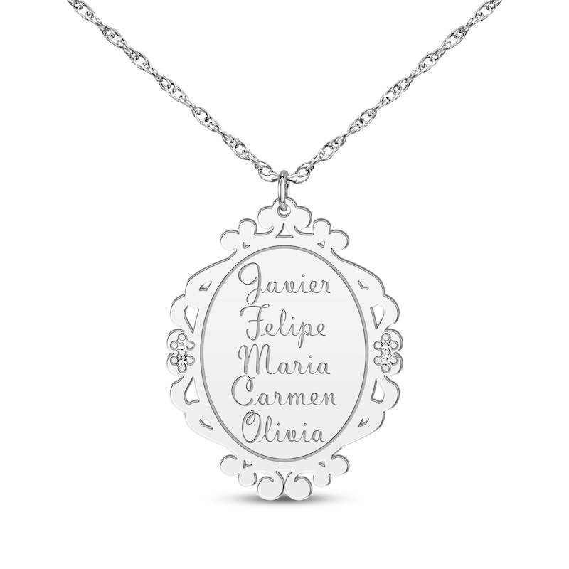Main Image 5 of Scrollwork Name Necklace with Diamond Accents Sterling Silver 18"