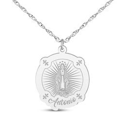Virgin Mary Name Necklace 14K White Gold 18"