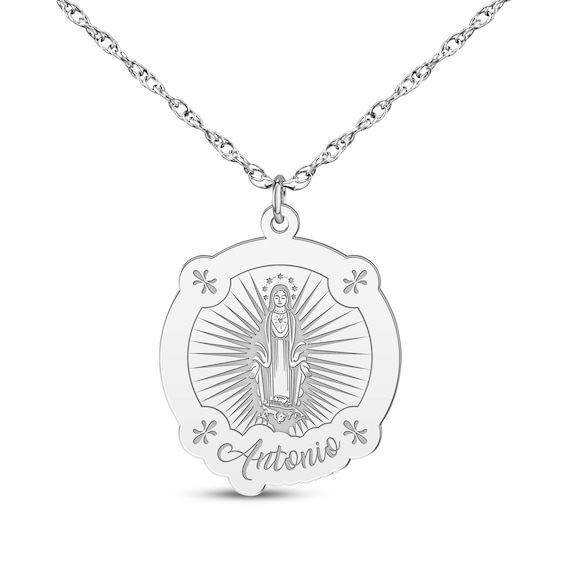 Virgin Mary Name Necklace 14K White Gold 18"