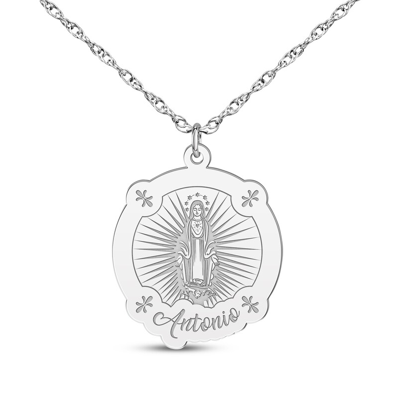 Main Image 1 of Virgin Mary Name Necklace 14K White Gold 18&quot;